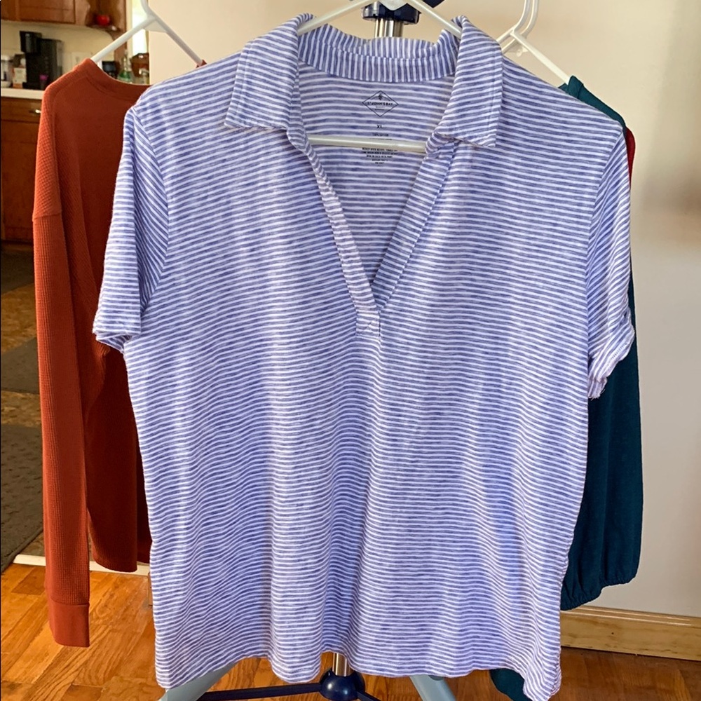 St John’s Bay Striped Blue and White Polo Shirt